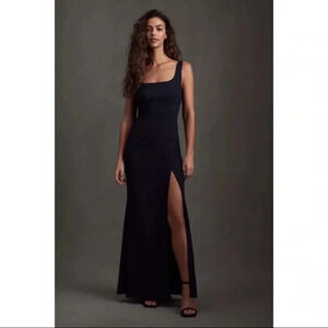 NWT Anthropologie BHLDN Adena Square Neck Maxi Dress Long Formal Cocktail Navy